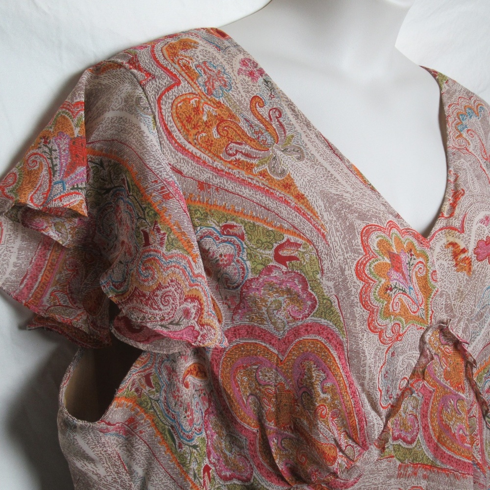 INC - Brown / Tan Paisley Silk Top (24W)